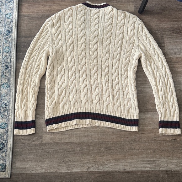 100% Cotton Ralph Lauren Cable Knit V-Neck Sweater - Picture 5 of 6